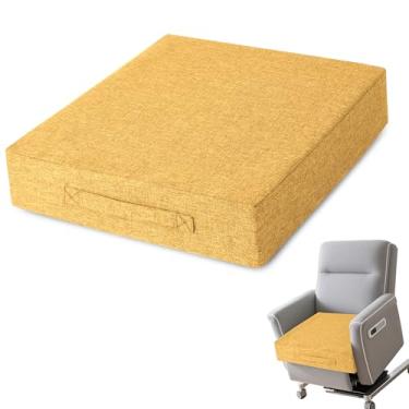 Imagem de AddGrace Almofadas reclináveis para idosos, almofada de assento grossa, 50,8 x 50,8 x 10,2 cm, com suporte antiderrapante e capa lavável para poltrona, poltrona, poltrona, poltrona, poltrona, amarelo