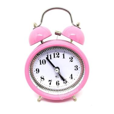 Imagem de Relógio Despertador Analógico 2 Sinos Modelo Antigo Retro Cor:Rosa