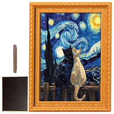 Imagem de Ímãs de Gato para Frigorífico - Sinal Adesivo Com Gato Em Estilo Pintura A Óleo | Ímãs Fortes Para Geladeira Com Moldura De | Para Cozinha Sala Brinquedoteca Escola Local De Trabalho Armário