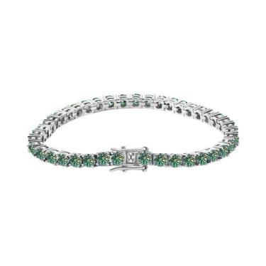 Imagem de Pulseira De Tênis Feminina Em Prata 925 Banhada a Ouro Branco Com Mois