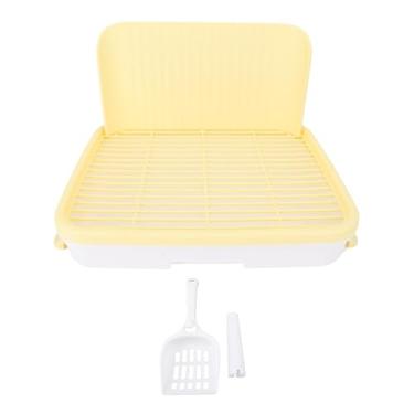 Imagem de Bandeja sanitária para treinamento de cães, tamanho grande, estrutura estável à prova de vazamento, penico interno para cães médios e grandes, plástico 47x37x8cm (Amarela)