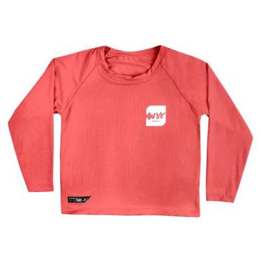 Imagem de Camiseta Piscina Manga Longa Infantil Menina Script WSS Brasil, Rosa, 