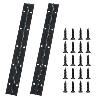 Imagem de 2 peças de dobradiças contínuas e de piano, dobradiças de aço inoxidável de 25 cm com furos e 20 peças de parafusos, dobradiça de piano polida resistente para barcos, armários, caixa de armazenamento