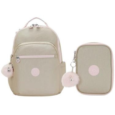 Imagem de Kit Escolar Mochila Kipling Seoul + Estojo 100 pens Gold Shimmer