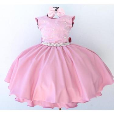 Imagem de Vestido Infantil Rose Festa Luxo Formatura Daminha E Tiara - Pingo De 