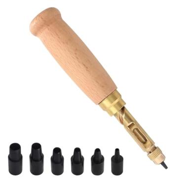 Imagem de Furador de parafuso, furador de couro para artesanato com cabo de madeira, ferramenta de perfuração de encadernação, correias automáticas de 1,5 mm, 2 mm, 3 mm, 3,5 mm, 4 mm, para costura, couro