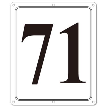 Imagem de i-CowFun Placa numerada de metal premium ao ar livre, refletiva 30,5 x 25,4 cm placas numeradas de alumínio grande 71 para estacionamento, quadra de tênis, campo, armazém, corredor, edifício, doca