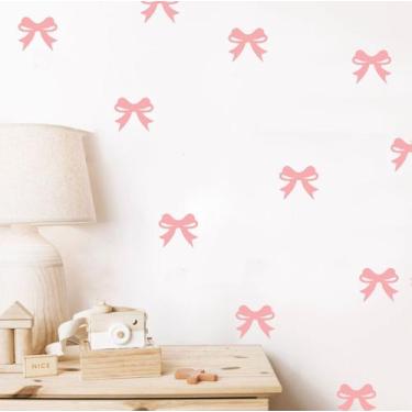 Imagem de adesivo de parede laços cor de rosa bebê decoração lacinhos - Adesivos