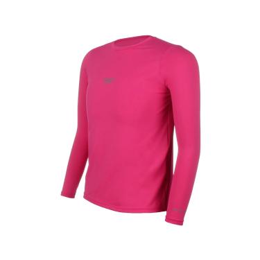 Imagem de Camiseta Infantil, Speedo, Manga Longa, Poliamida com Fastdry e Proteção UV50+, tamanho 14 - Rosa Escuro