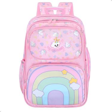 Imagem de Mochila Infantil Grande Bolsa Escolar Colorida Meninas Rosa