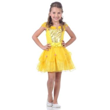 Imagem de Fantasia Bela Infantil Vestido Curto Original - Disney Princesas, Unic