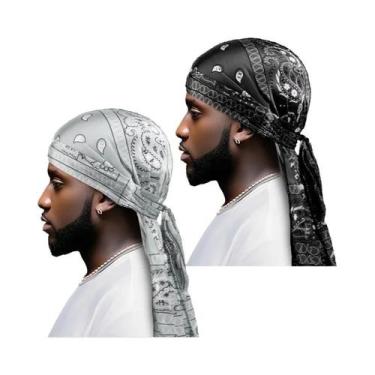 Imagem de Durag Bandana Com Estampa De Amoeba Sedosa, Turbante Pirata De Cauda L