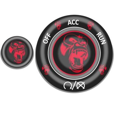 Imagem de DECALEPIC Acessórios para Dodge Challenger Charger Durango 2015-2022 - Emblema adesivo vermelho rubi com botão de partida do motor - Angry Ape , perfeito para decalques