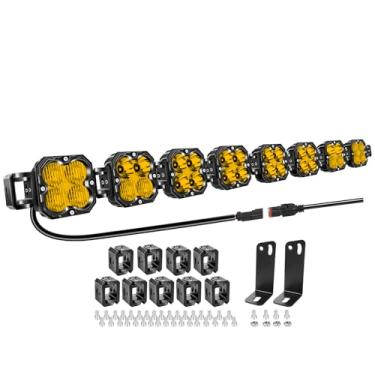 Imagem de Willpower LED luz de trabalho barra 52 polegadas 240 W 20000 LM LED Lightbar 12 V 24 V ponto de inundação à prova d'água IP67 para barco de trator de carro off-road 4 x 4 caminhão, 3500 K amarelo