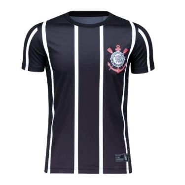 Imagem de Camisa Corinthians Infantil Listra Dry Preto Licienciado, Preto, 10