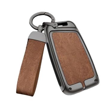 Imagem de Capa De Chave De Carro Em Liga De Zinco, Compatível Com Seat Ateca Leon Fr 2 Ibiza, Capa De Couro Genuíno De Alta Qualidade, Fivela, Acessórios Automotivos(C gun brown)