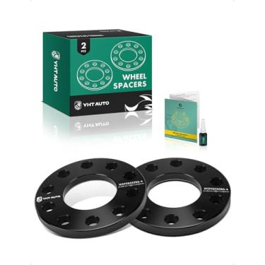 Imagem de YHTAUTO Espaçadores de roda 5 x 108/5 x 110 mm 12 mm compatíveis com Cadillac Chevrolet Chrysler Dodge Ford Jaguar Jeep Lincoln, 67,1 mm furo central 5 terminais 2 peças espaçadores de pneu preto