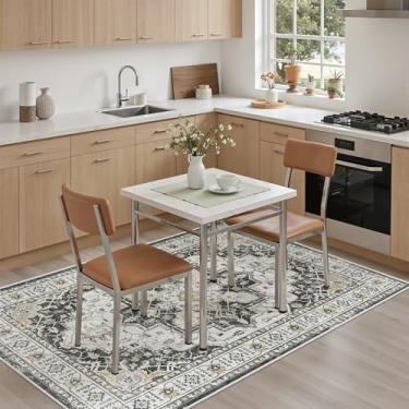 Imagem de Madane Tapete de área 3x5, entrada lavável vintage corredores quarto antiderrapante cozinha corredor para sala de estar, lavanderia, sala de jogos, tapetes macios antiderrapantes, preto