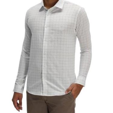 Imagem de Camisa Manga Longa Xadrez Slim Masculina Ogochi 001540162 Branca-Masculino