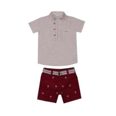 Imagem de Conjunto Bebê Menino Camisa + Bermuda Sarja Paraiso Rf 13961-Masculino
