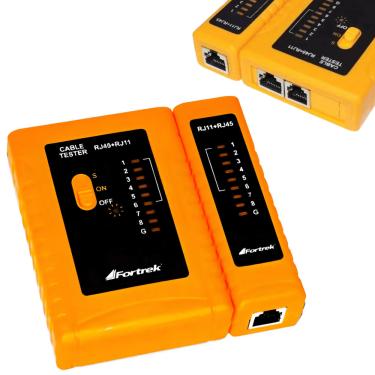 Imagem de Testador Cabos Lan Fortrek TCF101 RJ11 RJ45 Cat5 Cat5e Cat6