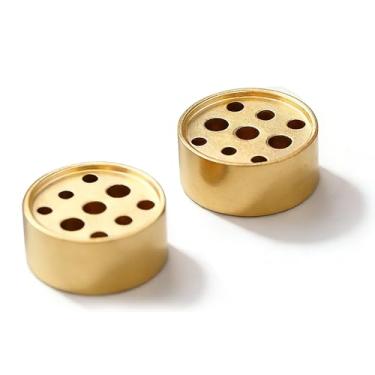 Imagem de Pacote com 2 suportes de incenso, queimador de incenso de latão com 9 furos e suporte de bastão para meditação doméstica e ioga (acabamento de cobre)