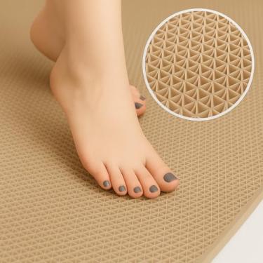 Imagem de TAPETE ANTIDERRAPANTE PARA BANHEIRO, BOX, IDOSO, PISCINA, VAZADO, EMBORRACHADO (BEGE)