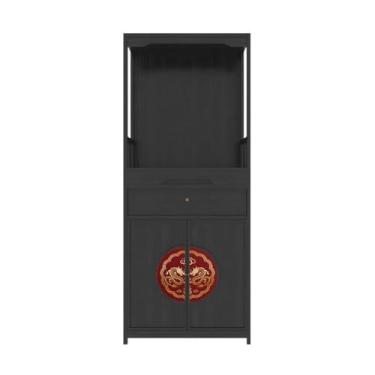 Imagem de Suporte de santuário novo estilo chinês Buda Nicho em pé, com pintura em laca, incenso, armário de tributo, mesa de altar (preto)