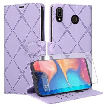 Imagem de Asuwish Capa de telefone para Samsung Galaxy A20 A30 capa carteira com protetor de tela de vidro temperado PU couro sintético flip porta-cartão de crédito slot suporte robusto celular M10s A 30 20A SM