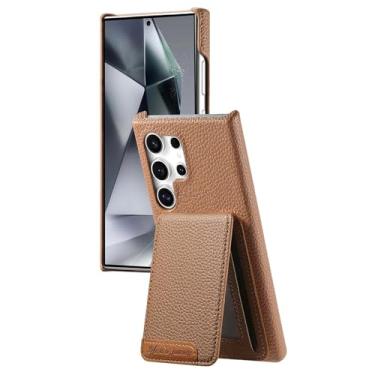 Imagem de CYPOSLDN Capa carteira para Samsung Galaxy S25/S25 Plus/S25 Ultra, capa flip para cima e para baixo com suporte padrão de lichia capa de couro elegante, S25 Plus, marrom