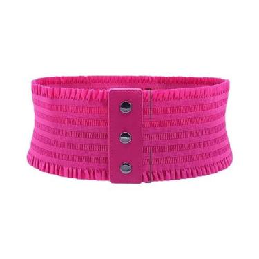 Imagem de Cintura Larga Elegante Com Três Fivelas E Ruffles Para Vestido Feminin