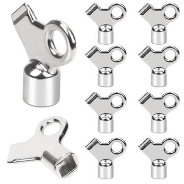 Imagem de 10 peças chave de válvula de ar sangramento do radiador, chaves de radiador de metal chave de orifício de sangramento do radiador chave de orifício de sangramento de liga de cobre para ventilação de