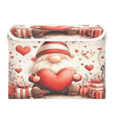 Imagem de STAYTOP Cestos de armazenamento fofos de gnomo para o Dia dos Namorados com tampas e alça de transporte, caixas de armazenamento dobráveis organizadores de recipientes para casa, quarto, armário
