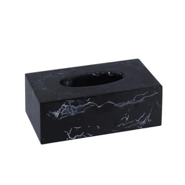 Imagem de Capa de caixa de lenços de papel de resina retangular simples prática para hotel organizador de guardanapo facial criativo (preto)