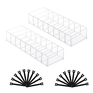 Imagem de FABROK Organizador de armazenamento de cabos transparente, caixa de gerenciamento de cabos de plástico com 20 abraçadeiras, estojo de acessórios eletrônicos para gaveta de mesa, organizador de cabos para fone de ouvido, carregador (pacote com 2)