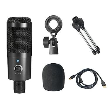 Imagem de Microfone Condensador USB de Metal com Tripé para Estúdio Karaokê Laptop Computador Cardioide