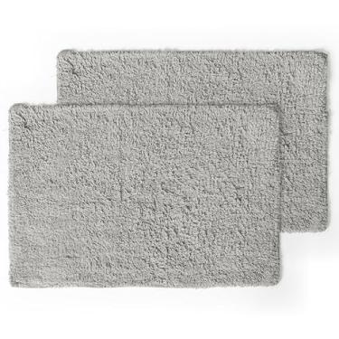Imagem de Tapete Banheiro Atoalhado Capacho Piso Lavavel em Maquina com Algodão Vitoria (2, Cinza)