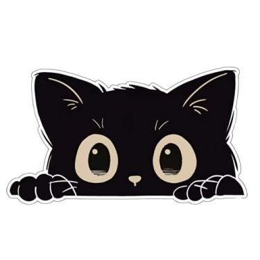 Imagem de Peek-a-Boo Adesivos de vinil de gato preto, pacote com 2, adesivos à prova d'água para carros, motocicletas, laptops, janelas, capacetes, parede – decoração engraçada de gatinho B093