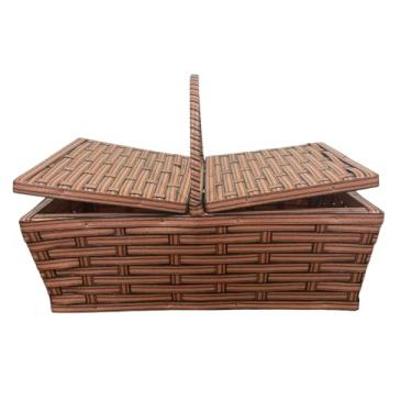 Imagem de Cesta de Piquenique Lisa Fibra Sintética Leve PicNic Parque Decoração 45x25 Cesto Pão Fruta Presente(Café)