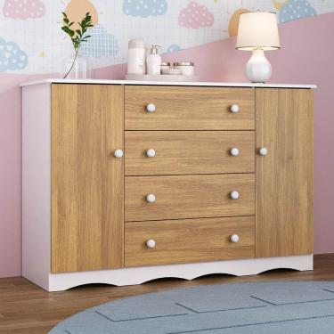 Imagem de Cômoda Infantil 125cm 2 Portas e 4 Gavetas Realeza Multimóveis MP4455