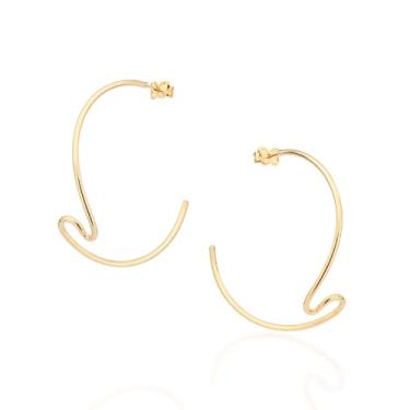 Imagem de Brinco Meia Argola Onda Banhado a Ouro 18k - 527205