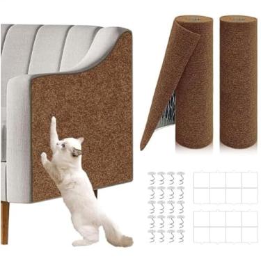 Imagem de 2 peças 100 x 40 cm, protetor de móveis para sofá de gatos, almofadas autoadesivas aparáveis para arranhões, arranhadores de gatos faça-você-mesmo para protetor de parede e cobertura de torre de gato