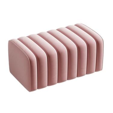 Imagem de Banqueta para engraxar sapatos moderna, banco de entrada para casa, simples, sala de estar, roupas, sala de verificação, sofá, cor sólida, cabeceira retangular decorativa (rosa, 80 cm)