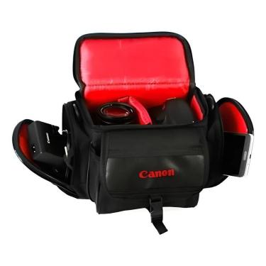 Imagem de Bolsa Fotográfica Canon Case Câmera Dslr Lentes Com Bolsos -