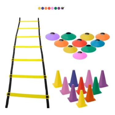 Imagem de Kit Funcional Treino 10 Cones 10 Pratos 1 Escada 7 Degraus