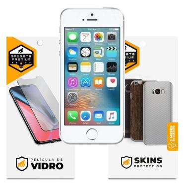Imagem de Películas para iPhone 5S : Vidro Dupla + Traseira Fibra de Carbono - Gshield
