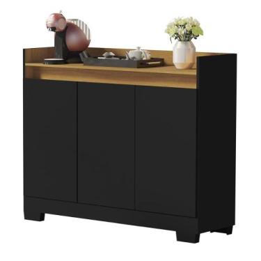Imagem de Aparador Buffet Sala Lorde 3 Portas - Loja DoceLar, Preto/Mel