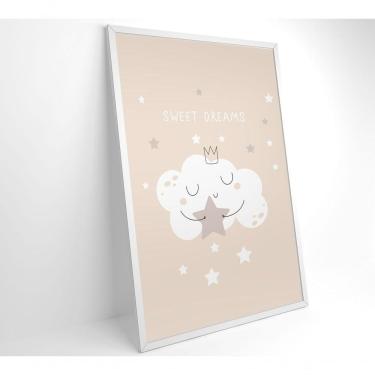 Imagem de Quadro Infantil Nuvem Doces Sonhos Medidas 60x90 Cm Impressão Adesivo Fotográfico