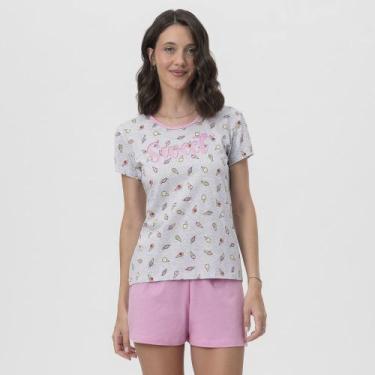 Imagem de Pijama Feminino Curto Mensageira da Paz 033451 Ice Cream, Rosa, M