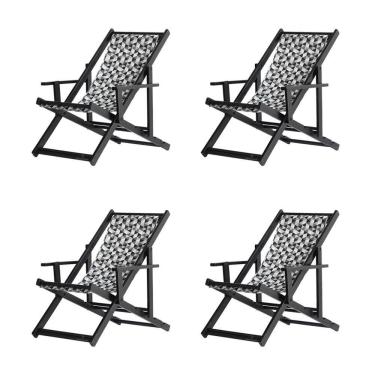 Imagem de Kit 4 Espreguiçadeiras Dobrável Black Cb-triang Preto